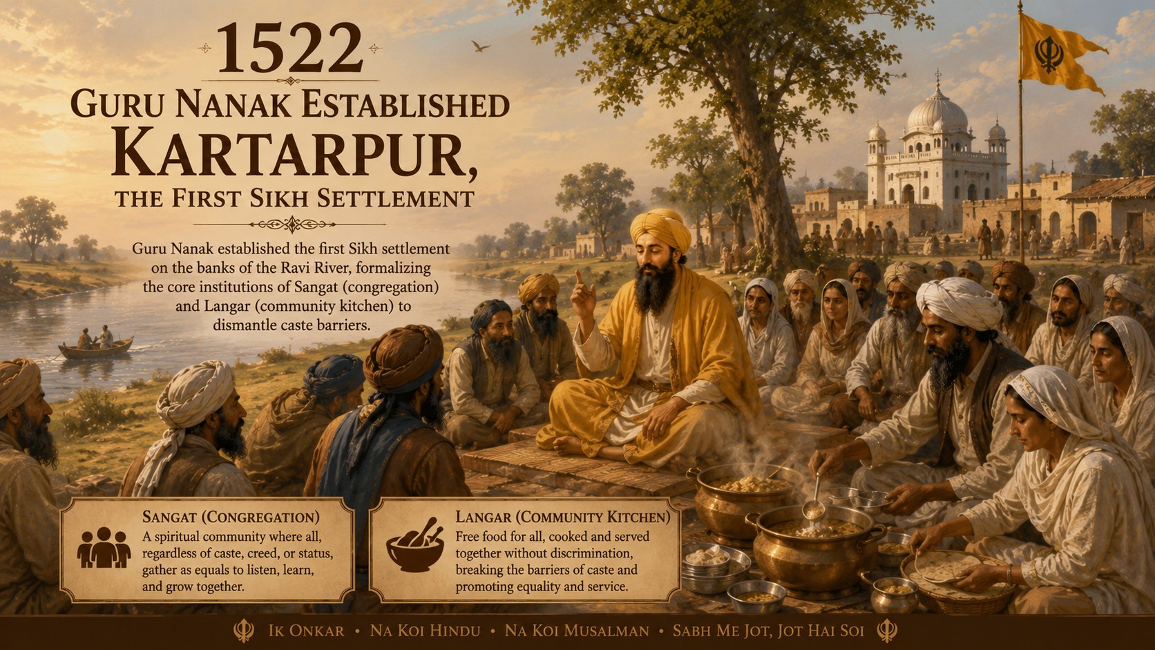 1522 Guru Nanak established Kartarpur, the first Sikh settlement